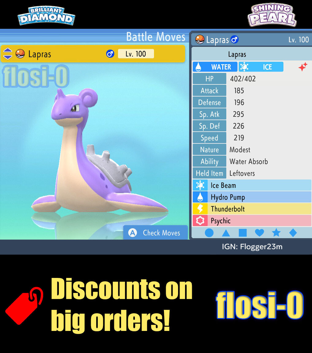 6IV Shiny Lapras Pokemon Brilliant Diamond and Shining Pearl