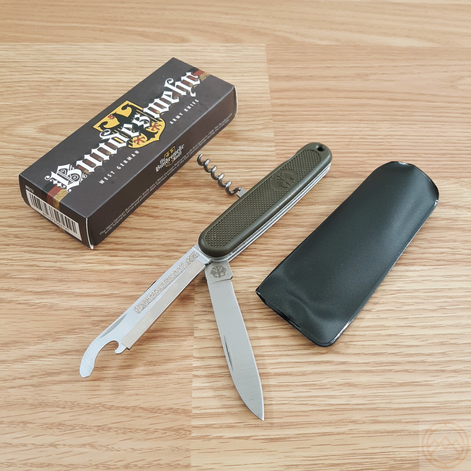 Bundeswehr Military Folding Knife Stainless Blades OD Green Handles Multi Tool