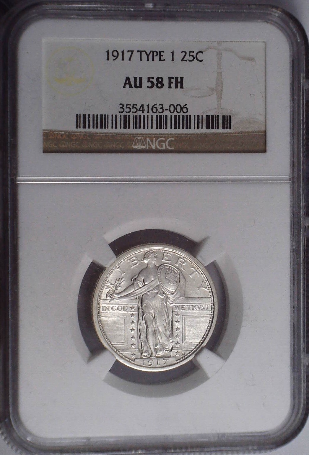 1917 Standing Liberty, Type 1, AU58 FH, 1 of the cleanest coins you'll ever find
