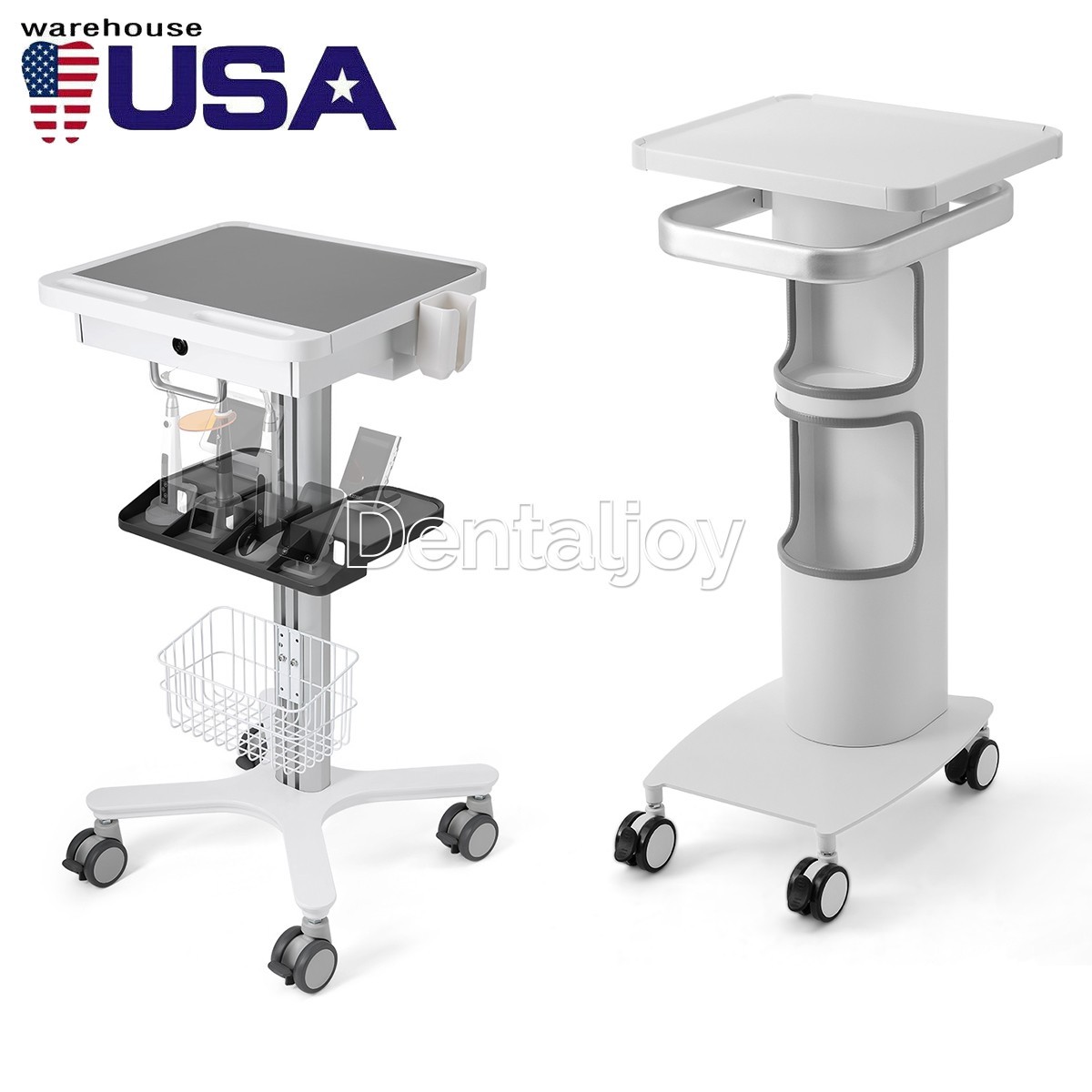 Dental Mobile Multi-Function Trolley Cart with 360° Lockable Wheels for Implant