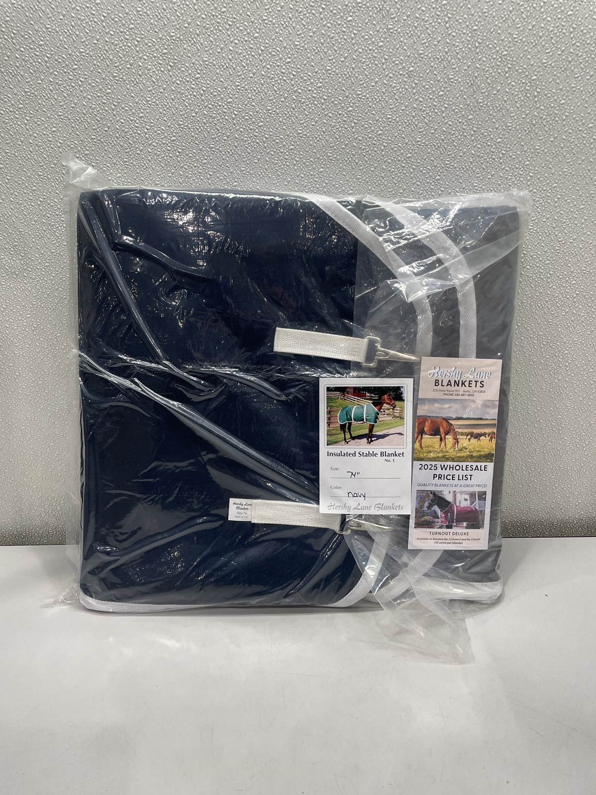 Hershy Lane Insulated Stable Blanket For Horses 74", Navy