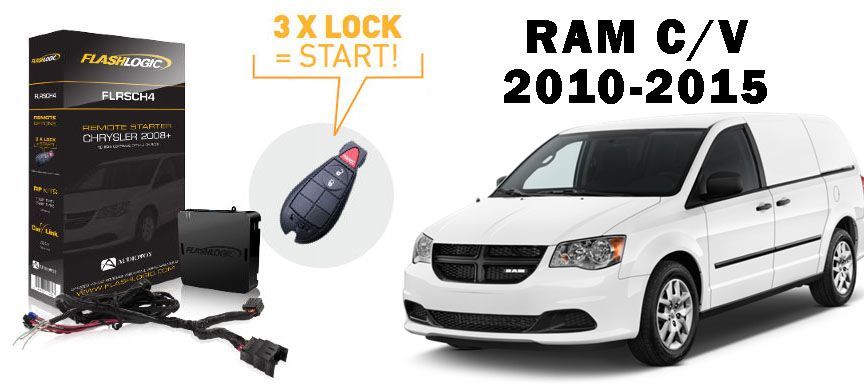 Flashlogic Remote Start for 2010 RAM C/V Minivan 6 Cyl w/Plug And Play Harness