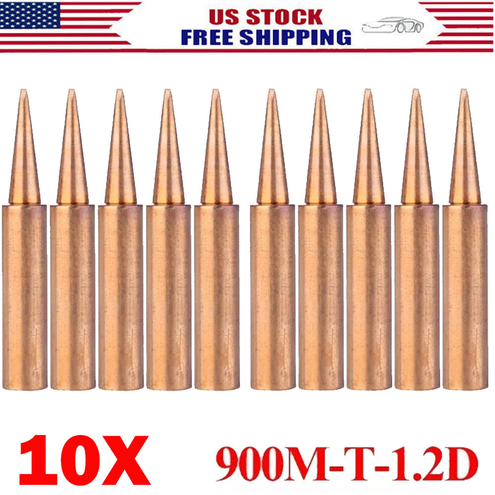 10x 900M-T-1.2D Pure Copper Soldering Iron Tips Set Lead-Welding Solder Tip Tool