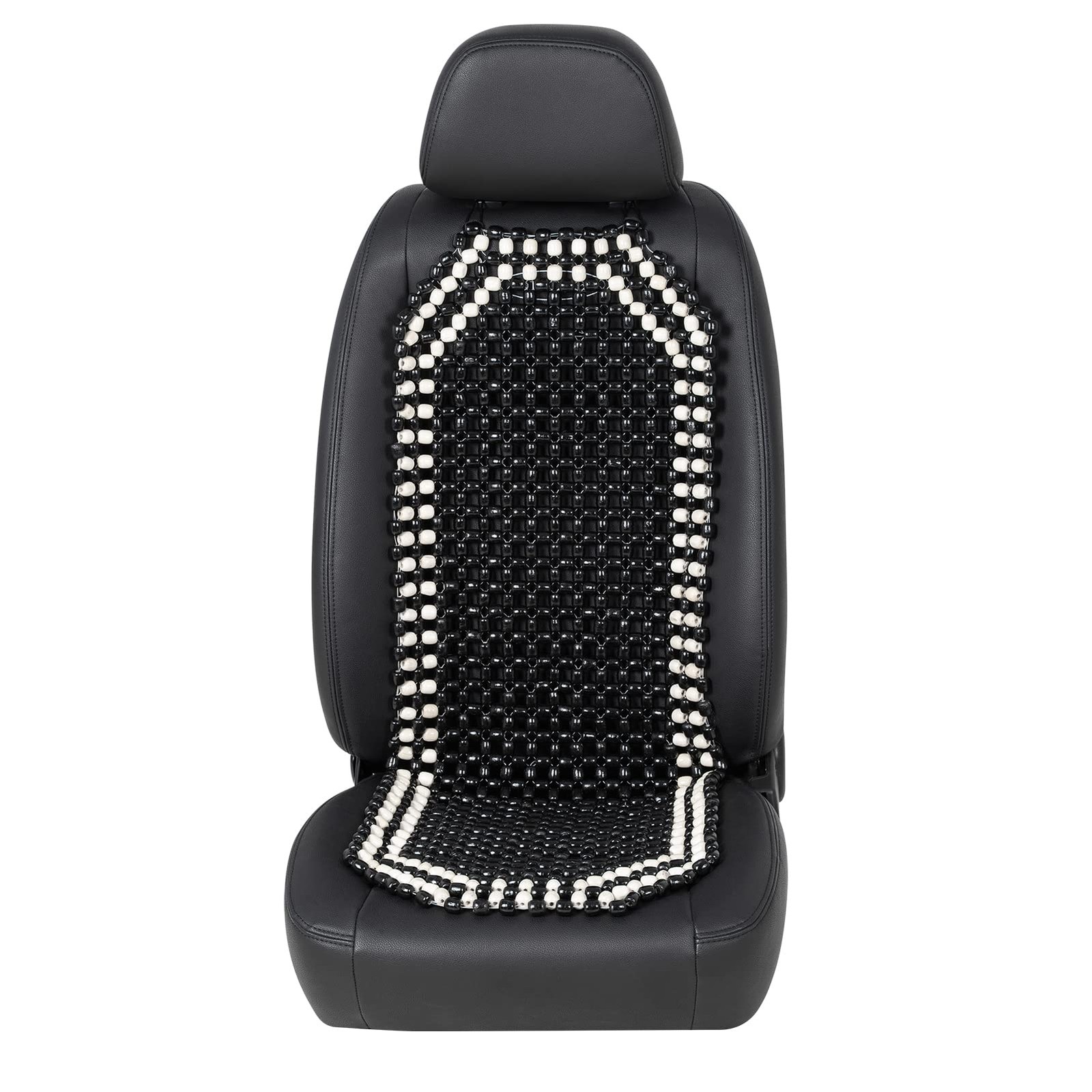 Wood Beaded Seat Cover Black Massage Cushion for Cars - Stress Relief & Comfort