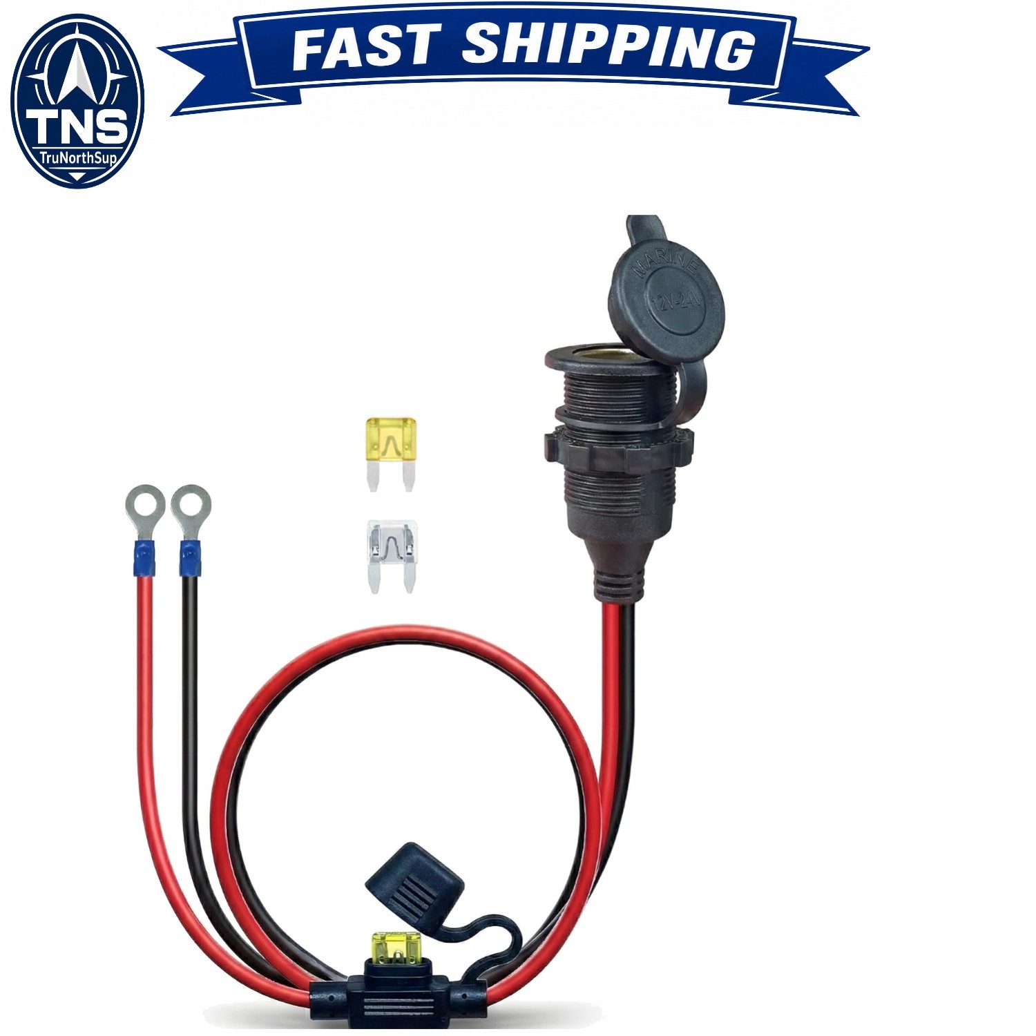 3ft 13AWG Waterproof Cigarette Lighter Socket Extension 12V/24V Car RV Marine...