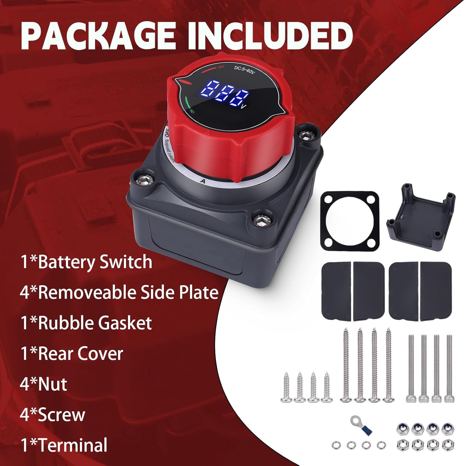 Upgrade Battery Disconnect Switch with Voltmeter, DC 5-60V Master Isolator...
