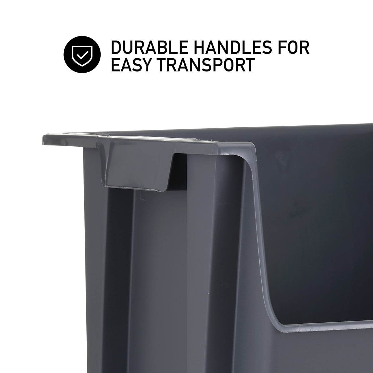 Mighty Tuff Large Gray Plastic Bin – Nesting Stack Storage, Durable All-Purpose