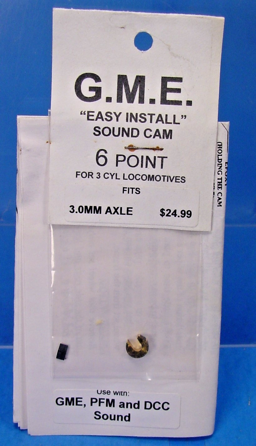 G.M.E. SOUND CAM 3.0mm AXLE 6 POINT, 3 CYL LOCO PFM PBL DCC HO,Sn3,On3,On30