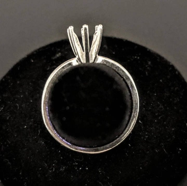 4 mm Round 6 Prong Ring, Solid Sterling Silver, Pre-Notched Size 5.5
