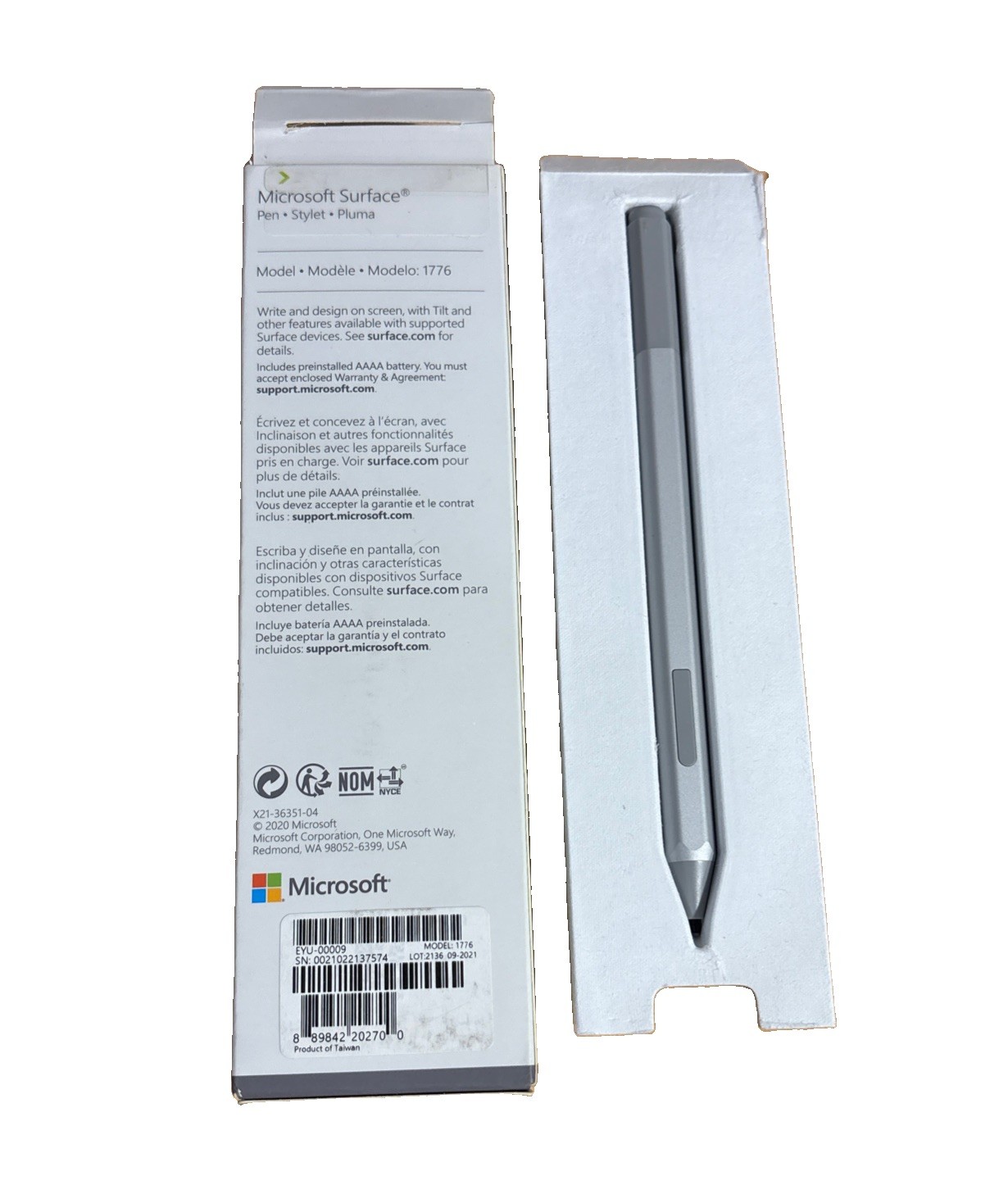 Microsoft Model 1776 EYU00009 Surface Pen Stylet Open Package