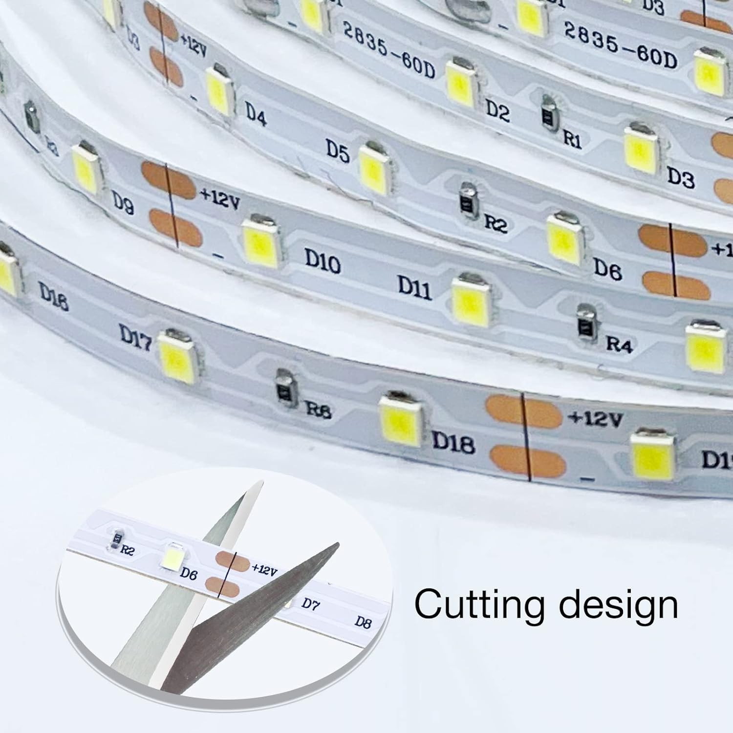 20ft Dimmable White LED Strip Light 6500K Daylight Under Cabinet Kitchen 12V