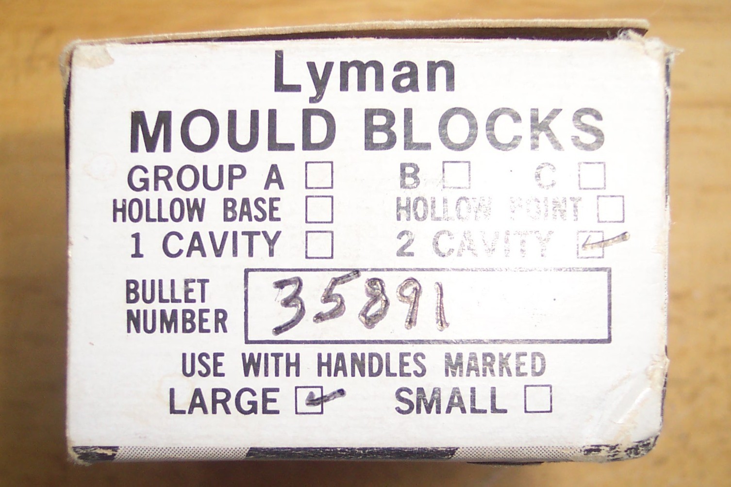 LYMAN 35891 DOUBLE CAVITY 38/357 CALIBER 148 GRAIN MOULD UNUSED IN ORIGINAL BOX