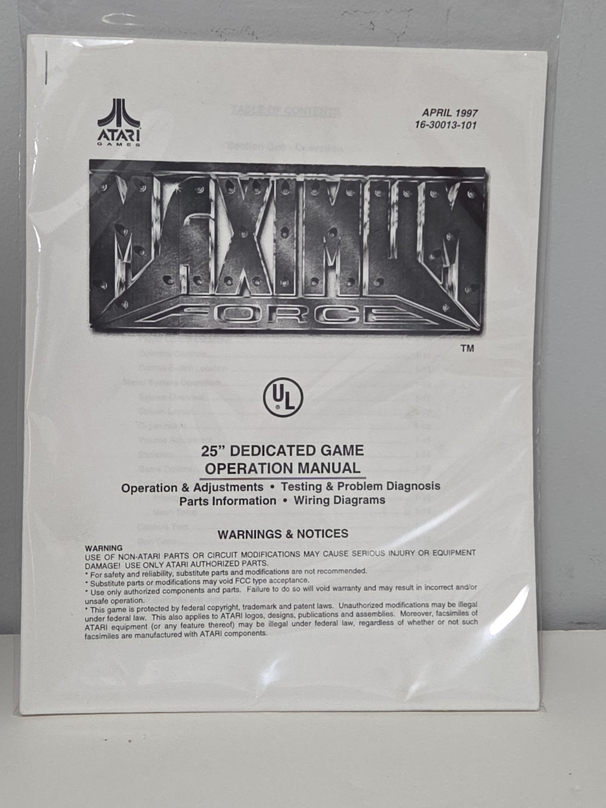 MAXIMUM FORCE Manual April 1997 Atari Games 16-30013-101