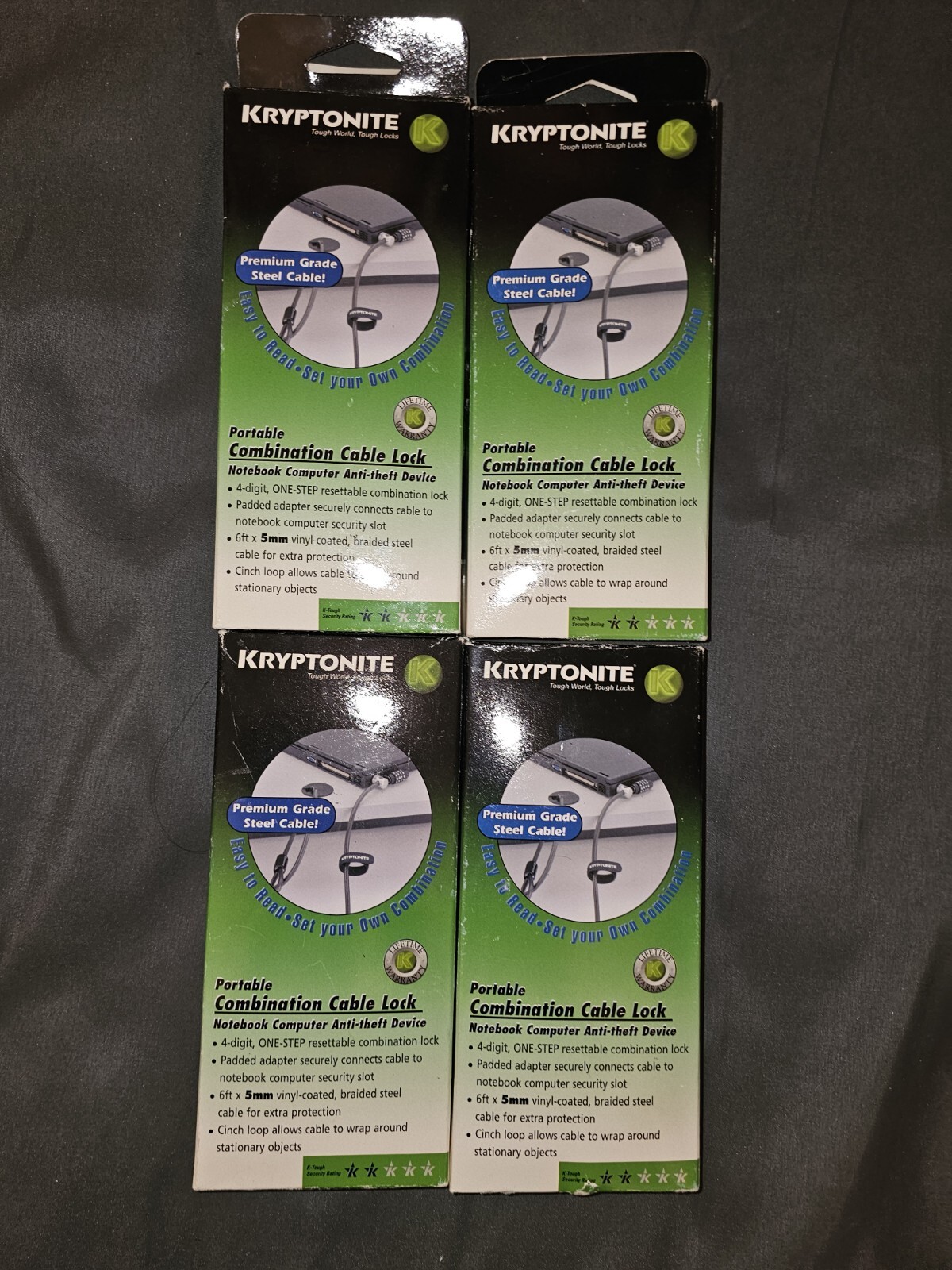 4 New Kryptonite 5mm Key Cable Lock Notebook Computer Anti Theft