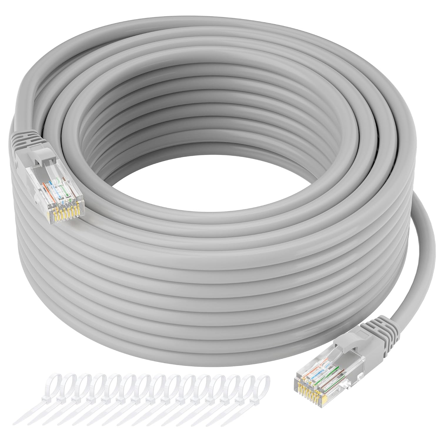 Cat5e Ethernet Cable 100 FT, Long Cat 5e Internet Cable, Grey Snagless Patch Cor