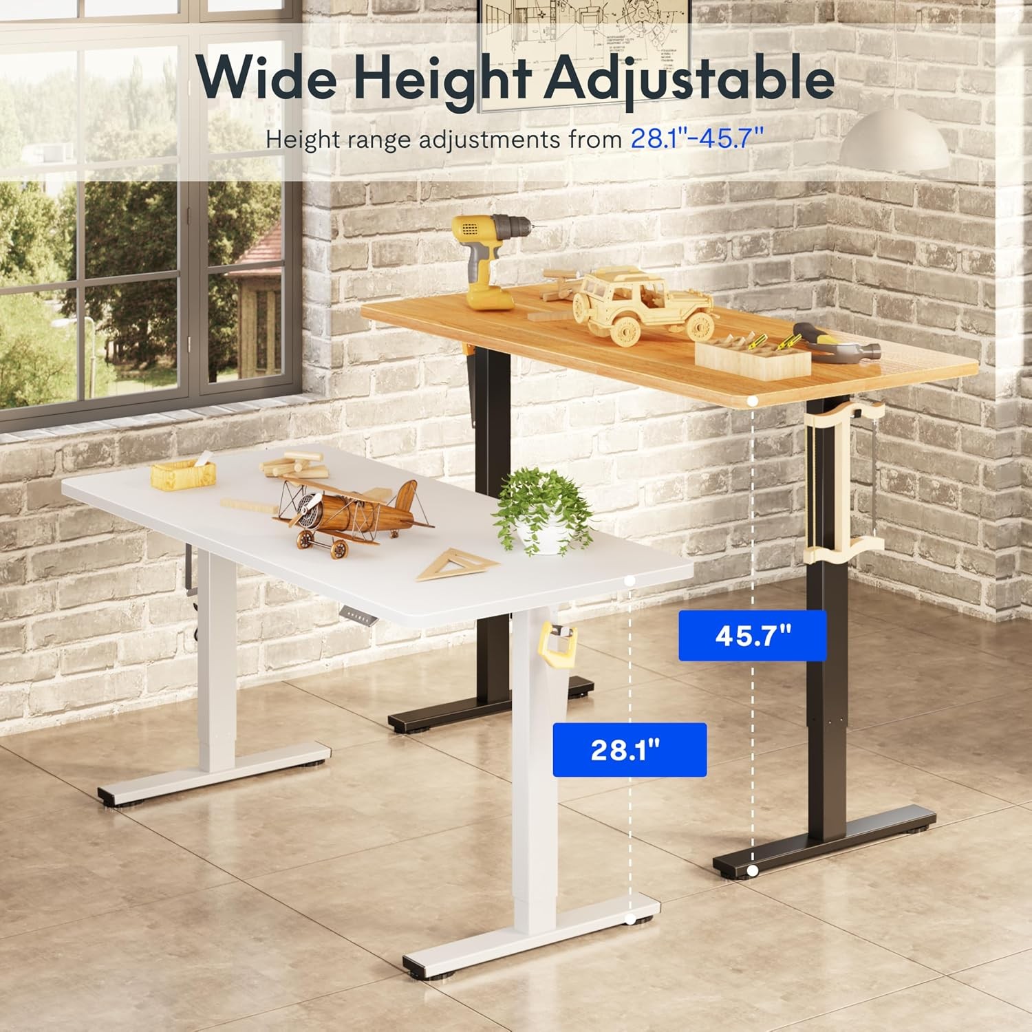 Electric Adjustable Workbench 55x28 Inches Ergonomic Worktable Garage Workshop