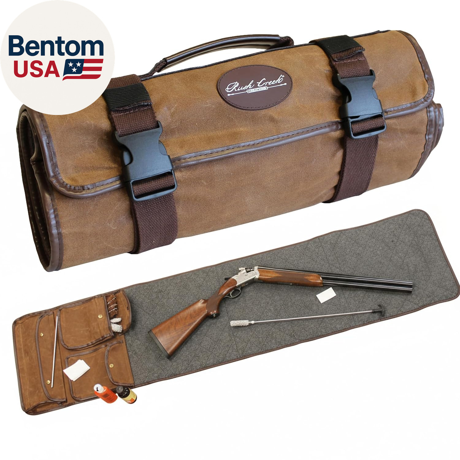 Gun Cleaning Mat for All Guns - Portable, Waxed Canvas, Handle, Weather-Resistan