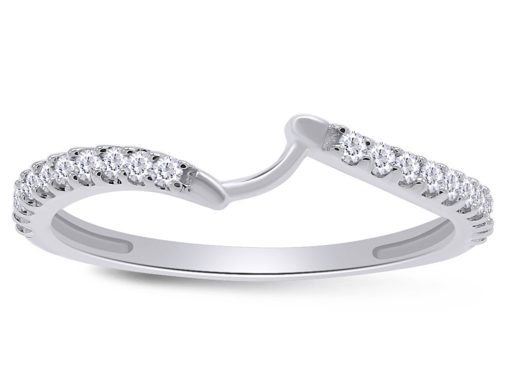 1/5ct Round Cut Natural Diamond Contour Band Ring In 14K White Gold- size 6.5