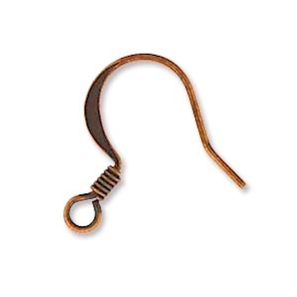 144 Antiqued Copper Plate Brass 16mm Flattened FishHook Coil Earwire Earrings *