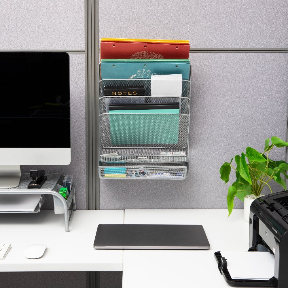 Mind Reader 4-Tier Vertical File Storage, Desktop Organizer, Wall Mount, Office