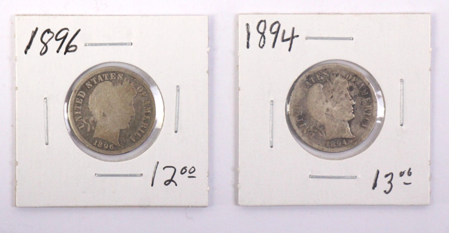 Lot of 2 1894 1896 Barber Dime 10C