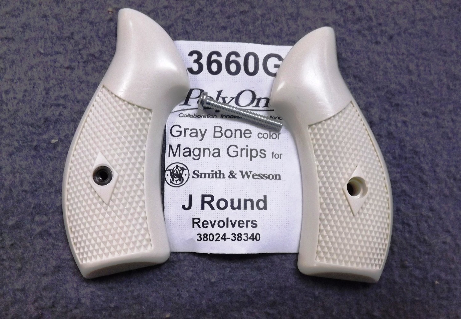 Gray Bone Ivory Ajax type Grips fit S&W J Revolvers models 36 60 442 640 642