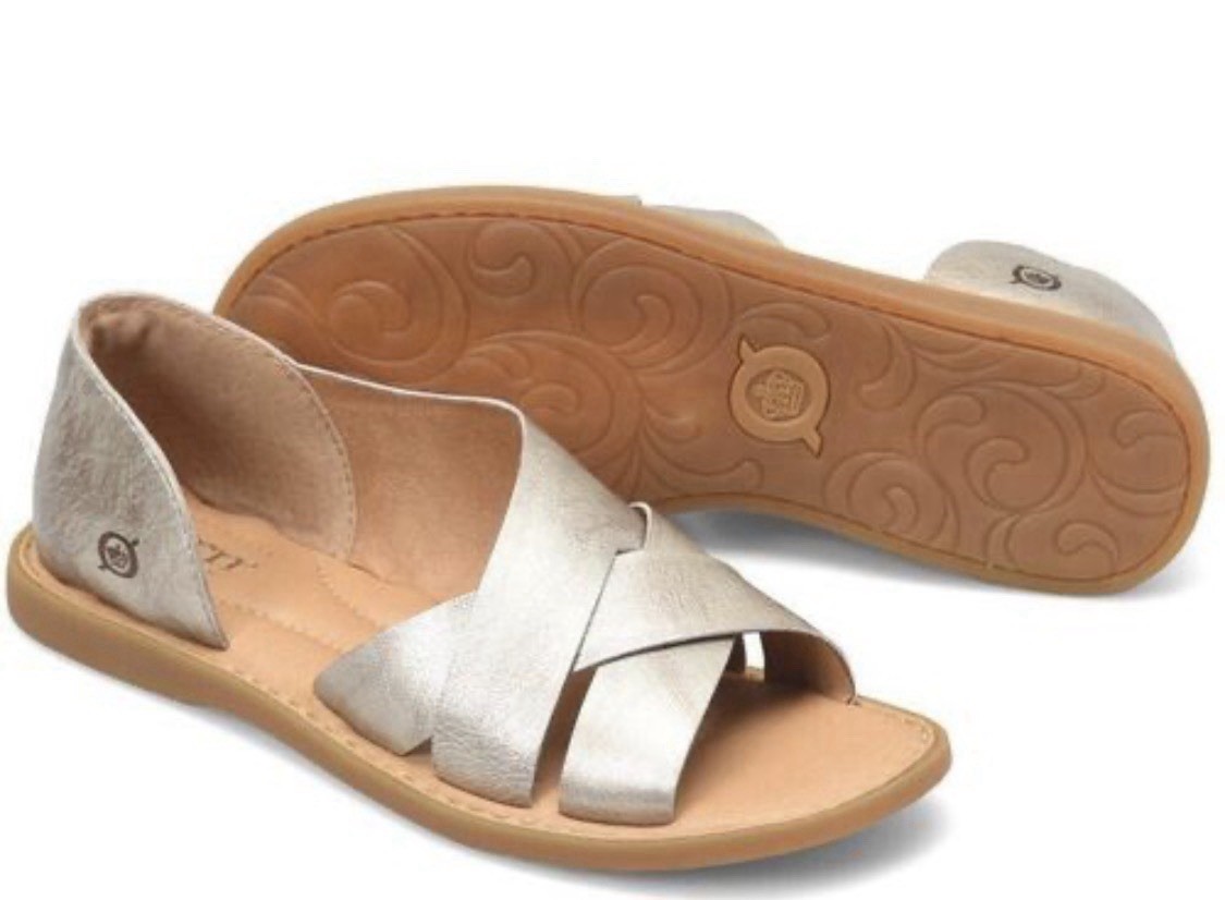 Born Women's Ithica sandals in a metallic leather finish Size 10 Slip On
