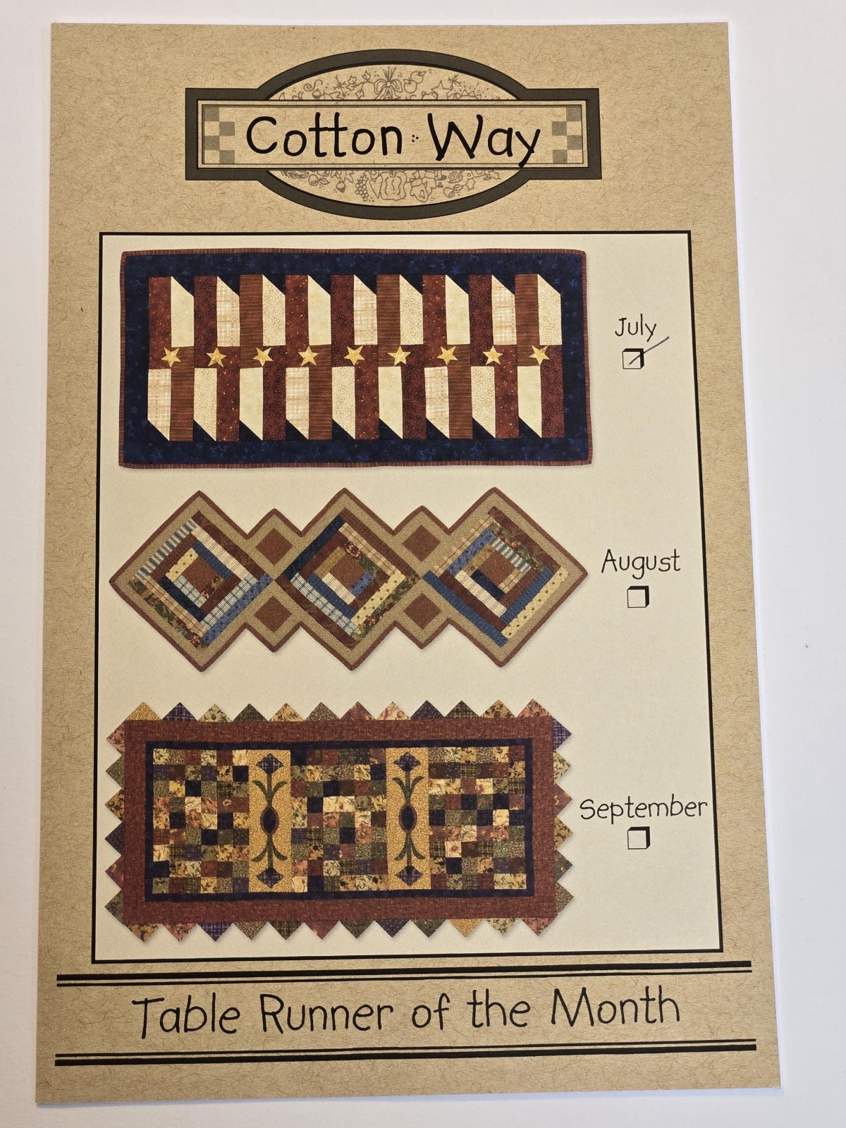 Cotton Way Table Runner of the Month PATTERN ~ JULY Stars Stripes