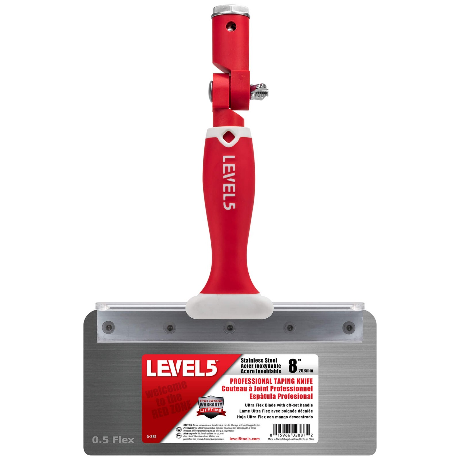 LEVEL5 8" Offset Drywall Taping Knives, Stainless Steel w/ FLEX Blade | 5-381