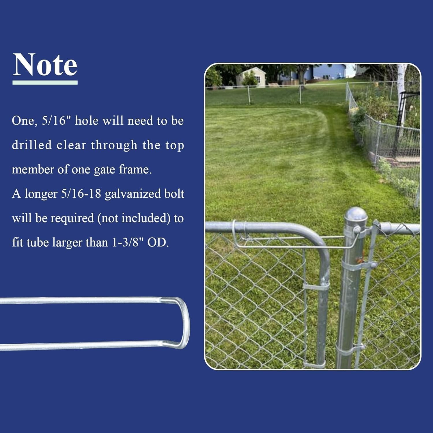 Rust-Resistant Overthrow Wire Arm Gate Latch for 1-1/8” & 1-3/8” Frames - 2PC