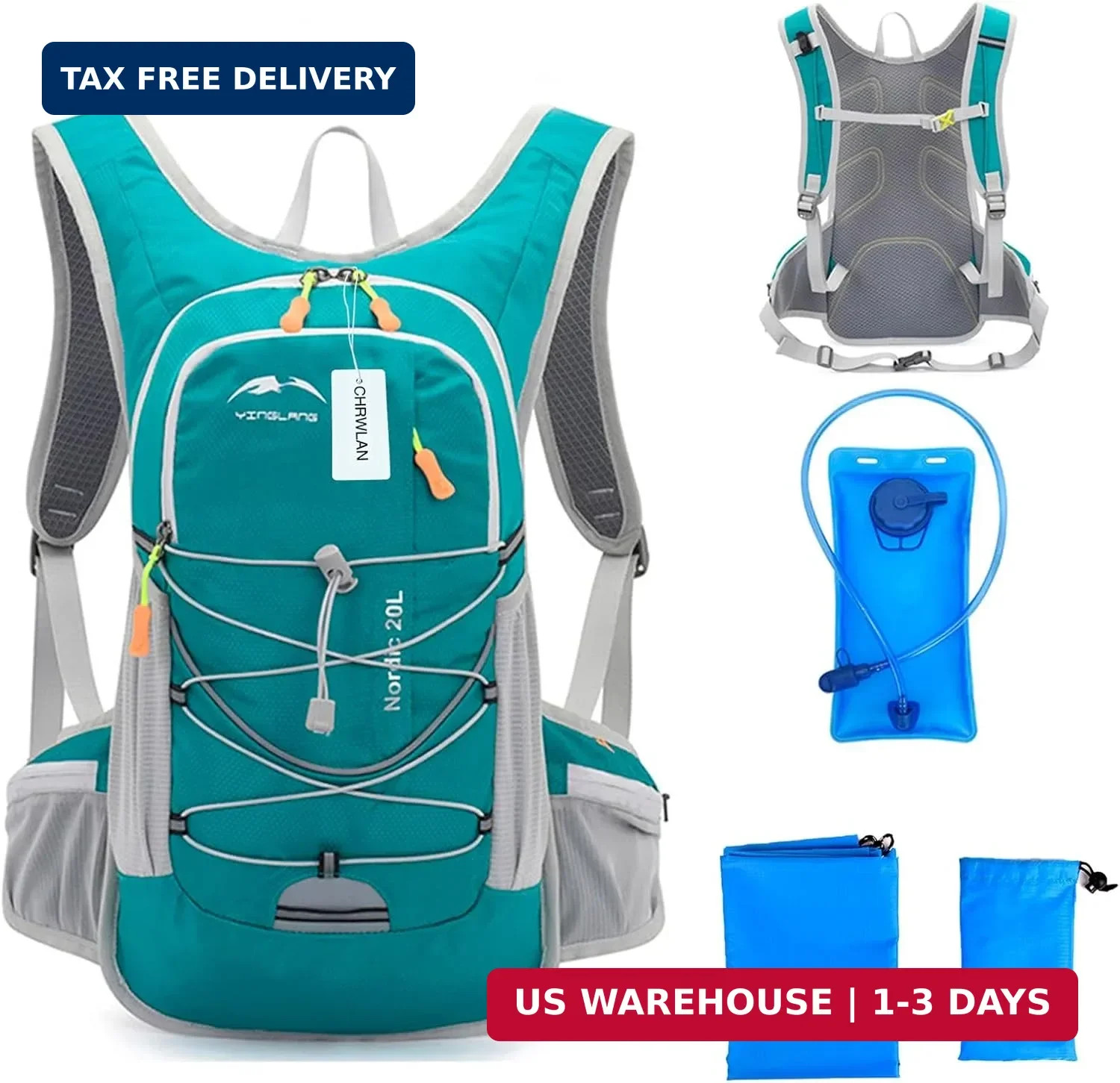 20L Lightweight Hydration Backpack with 2L Insulated Leakproof Water Bladder, Wa