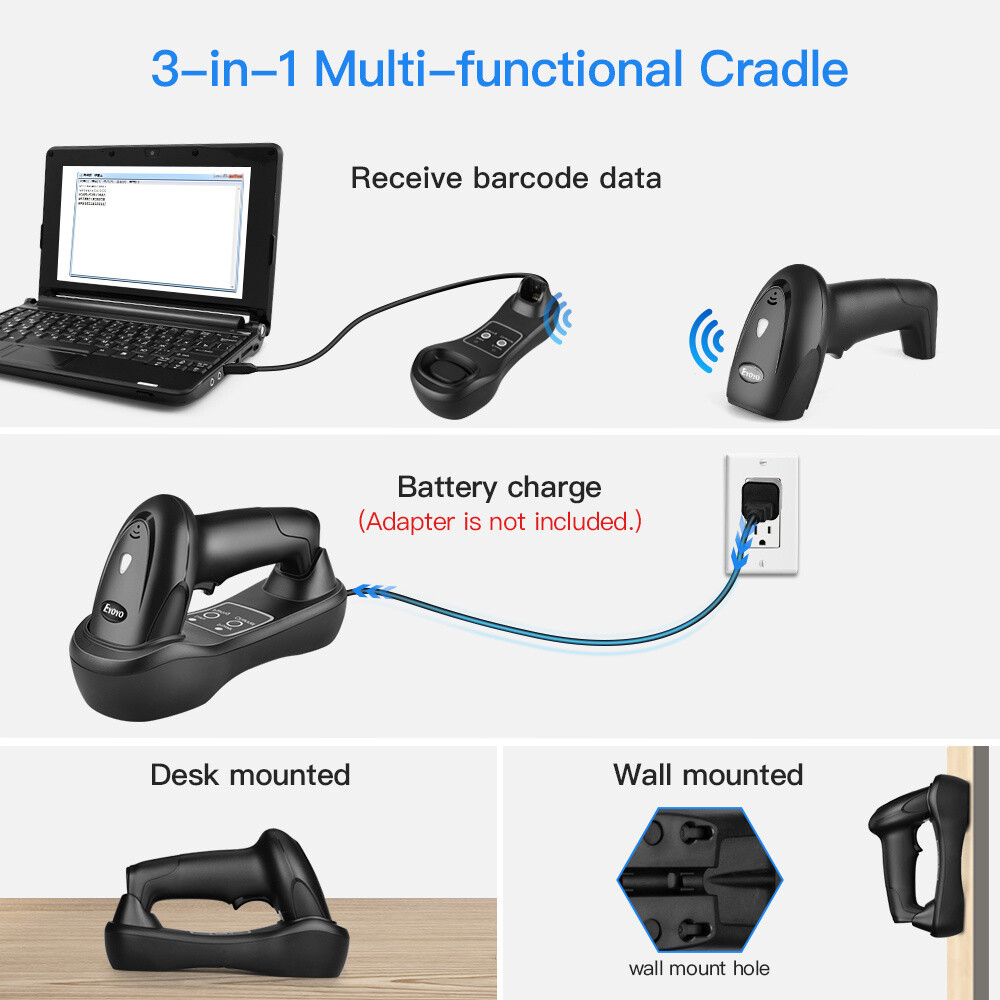 Eyoyo 1D Wireless Barcode Scanner Button Control for PC Windows 7/8/10/XP Mac OS