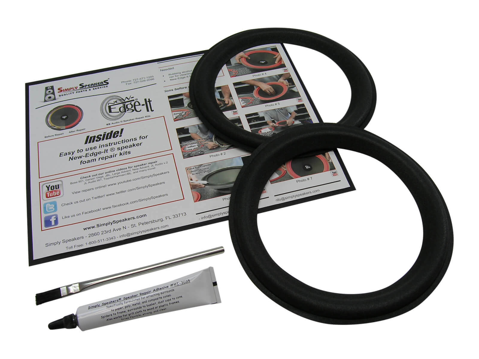 8" Genesis 44, 320, GS-10, IM-8300, W2N Foam Speaker Repair Kit FSK-828 (PAIR)