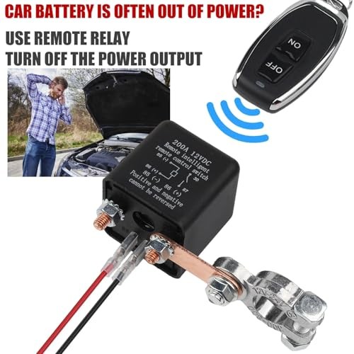 12V Remote Battery Disconnect Switch, 200A Battery Kill Switch with Remote