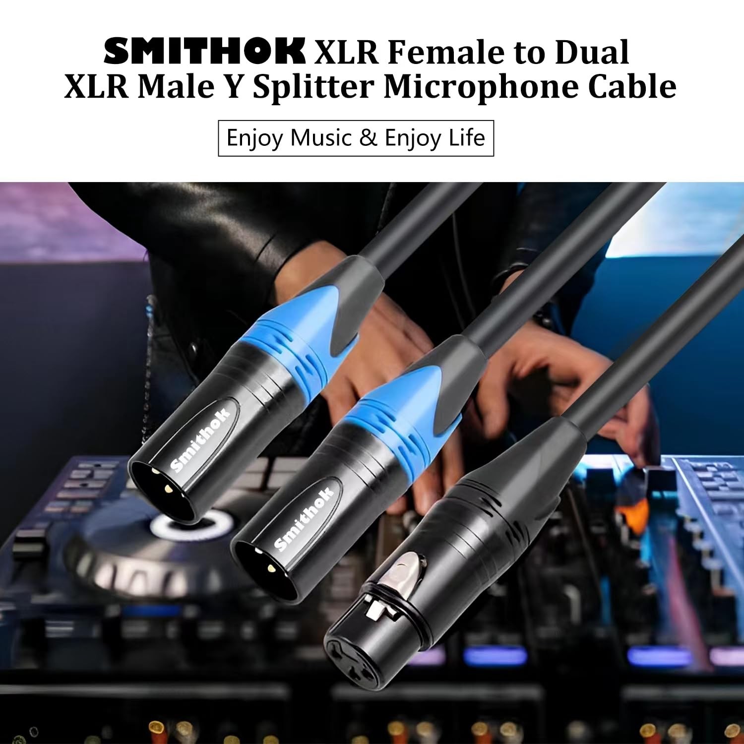 2Pack XLR Y Splitter Cable Female to Dual Male Y Cable (XLR Splitter 1 Female