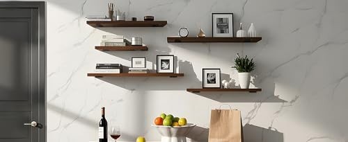 12 Pack 8 Inch Black Hidden L Shelf Bracket Iron Floating Brackets for Support
