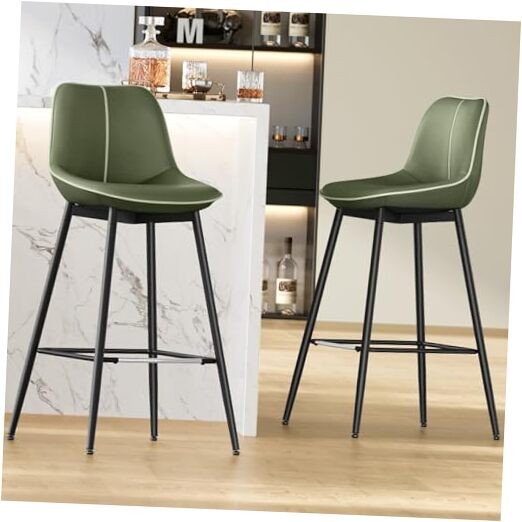 Bar Stools Set of 2, Bar Height Bar Stools with 28.5" Bar Height Forest Green