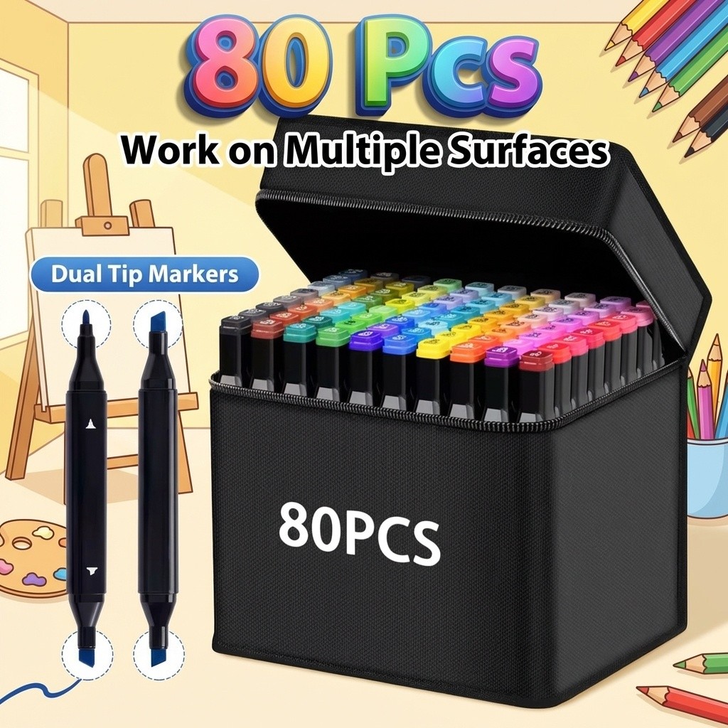 Art Markers Pens 80 Colors Dual Tips Alcohol Markers Permanent Sketch Markers