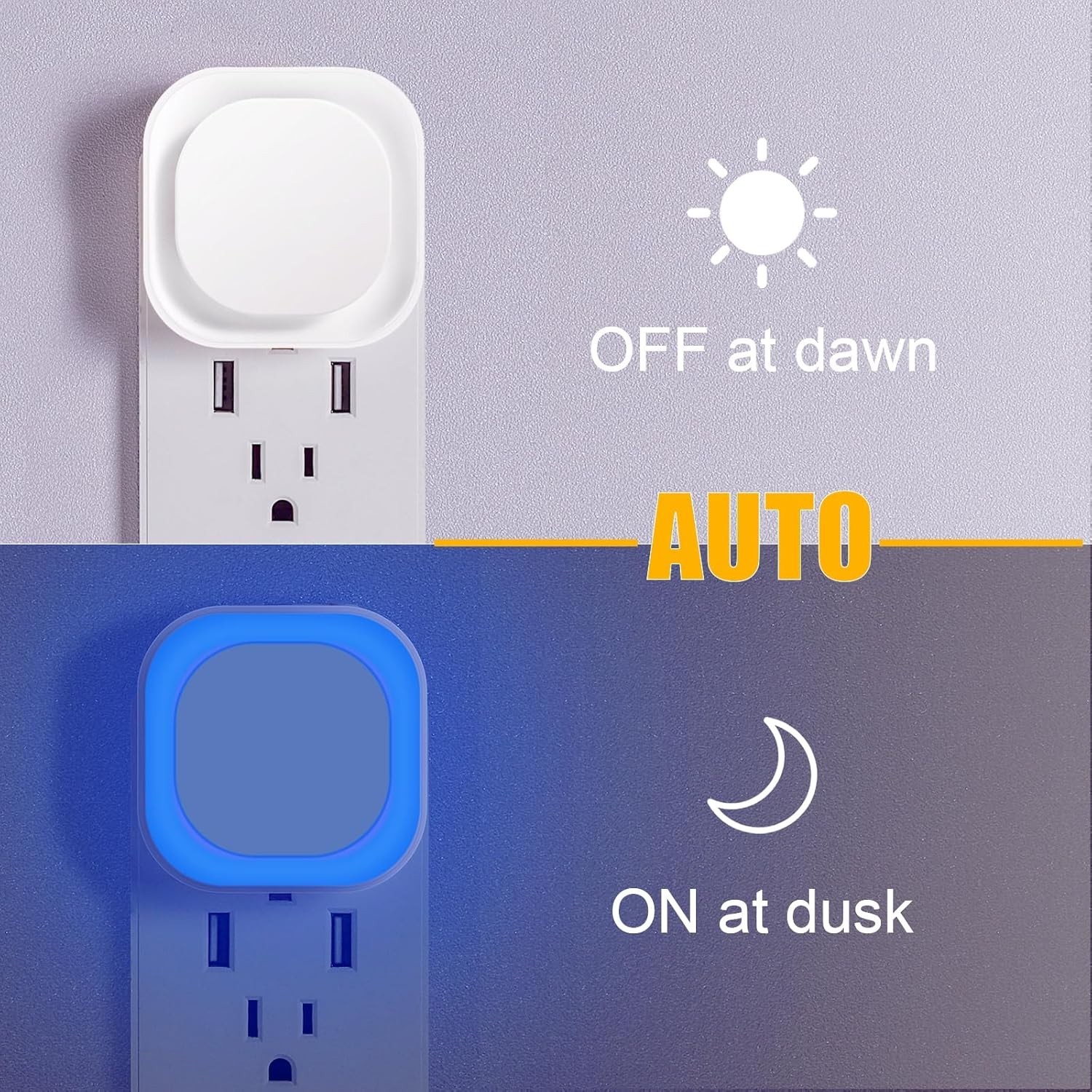2 Pack Azure Night Light, Crisp Modern Glow with Dimmable,
