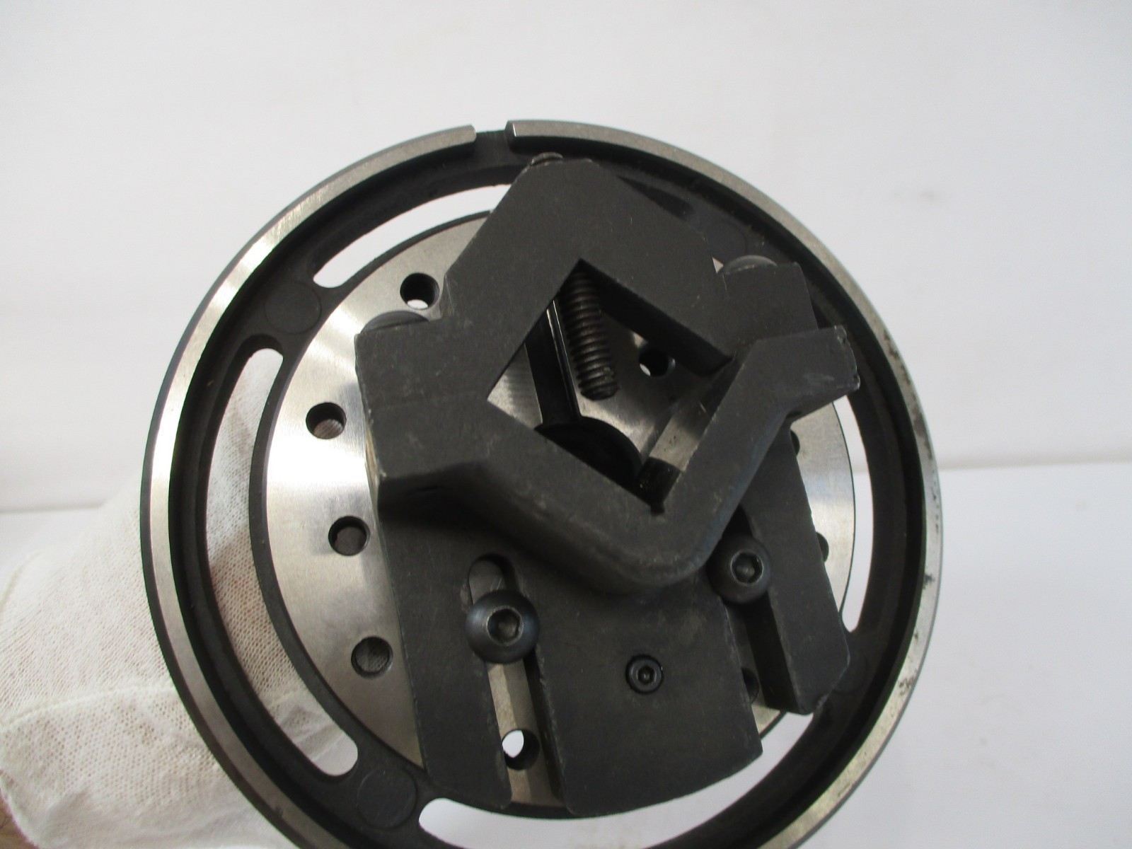 SIMCO Micro Grind Face Plate Assembly & Vee Block Mounted w/ 5C Mount in VGC