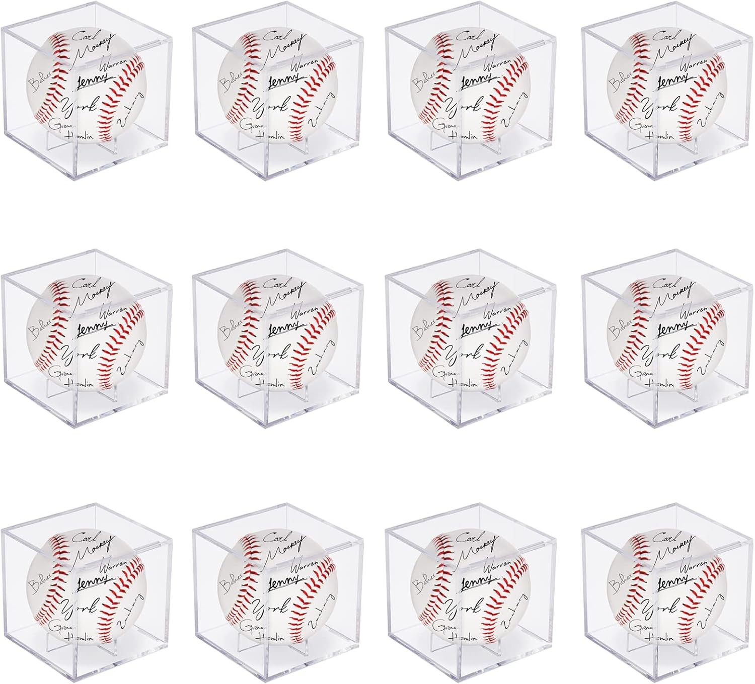 12Pack Baseball Display Case Acrylic Cube - UV Protected 12 PC, Clear