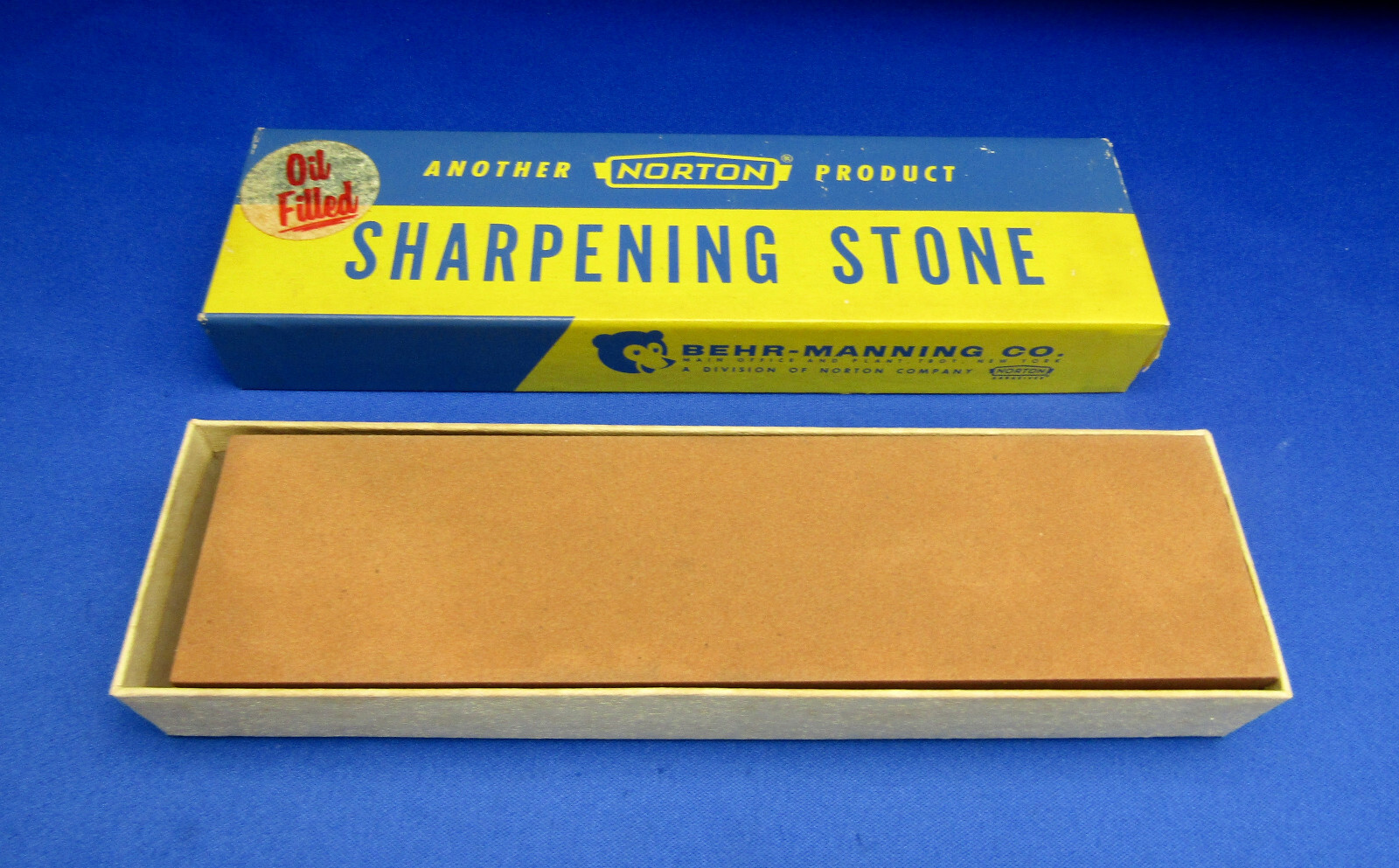 NORTON VTG MB8 INDIA Sharpening Stone 8X2X1 1950's Made In USA UNUSED COND.#14
