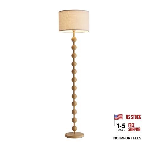 Fetason 63" Modern Remote Control Dimmable Yellow Wood Pattern Floor Lamp | 3