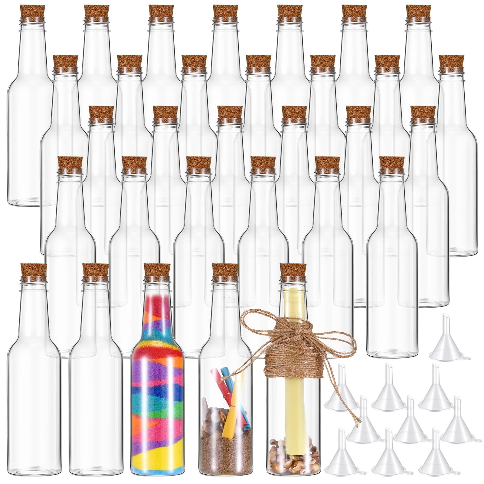 30 PCS 5.6oz Plastic Sand Art Bottles Cork Stoppers Clear Potion Containers