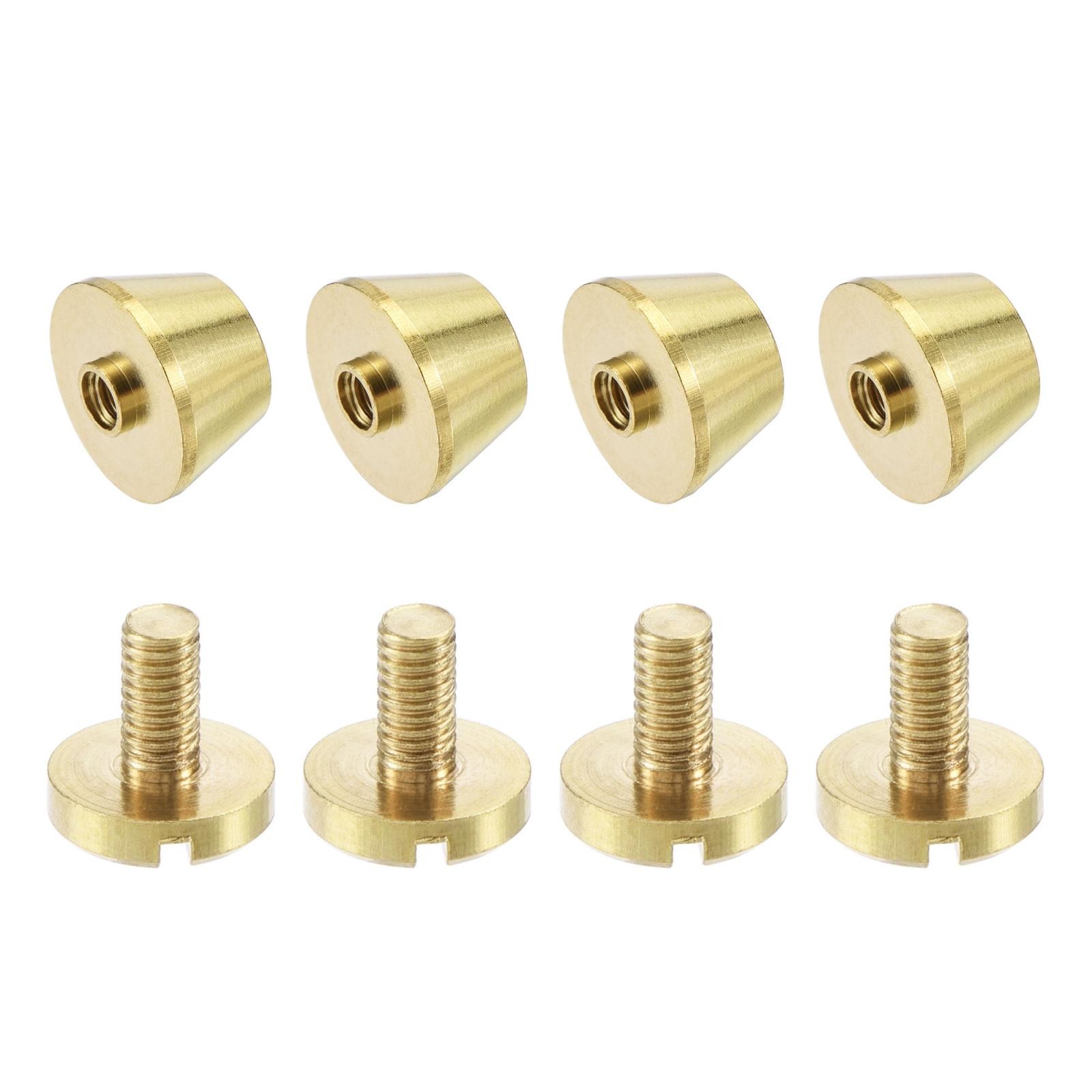 12x8mm Flat Studs Rivet Purse Handbag Feet Nails Brass Leather Craft DIY 4pcs