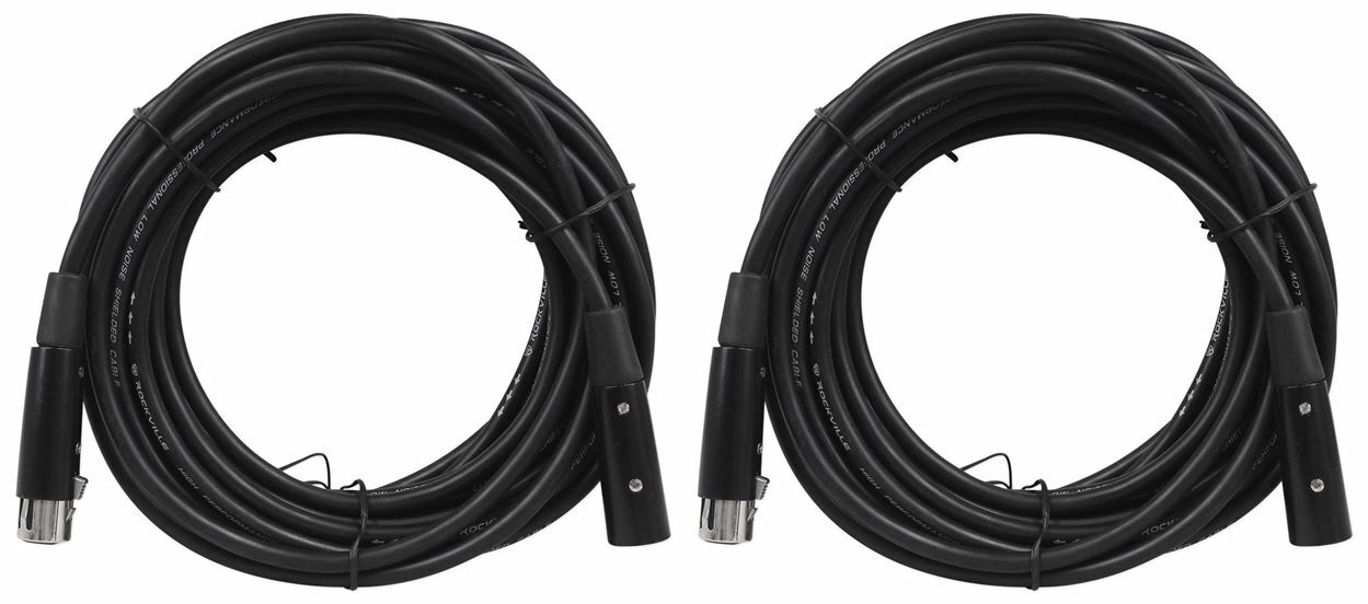 2 Rockville RDX5M25 25' 5-Pin Male-Female DMX Lighting Cables 100% Copper