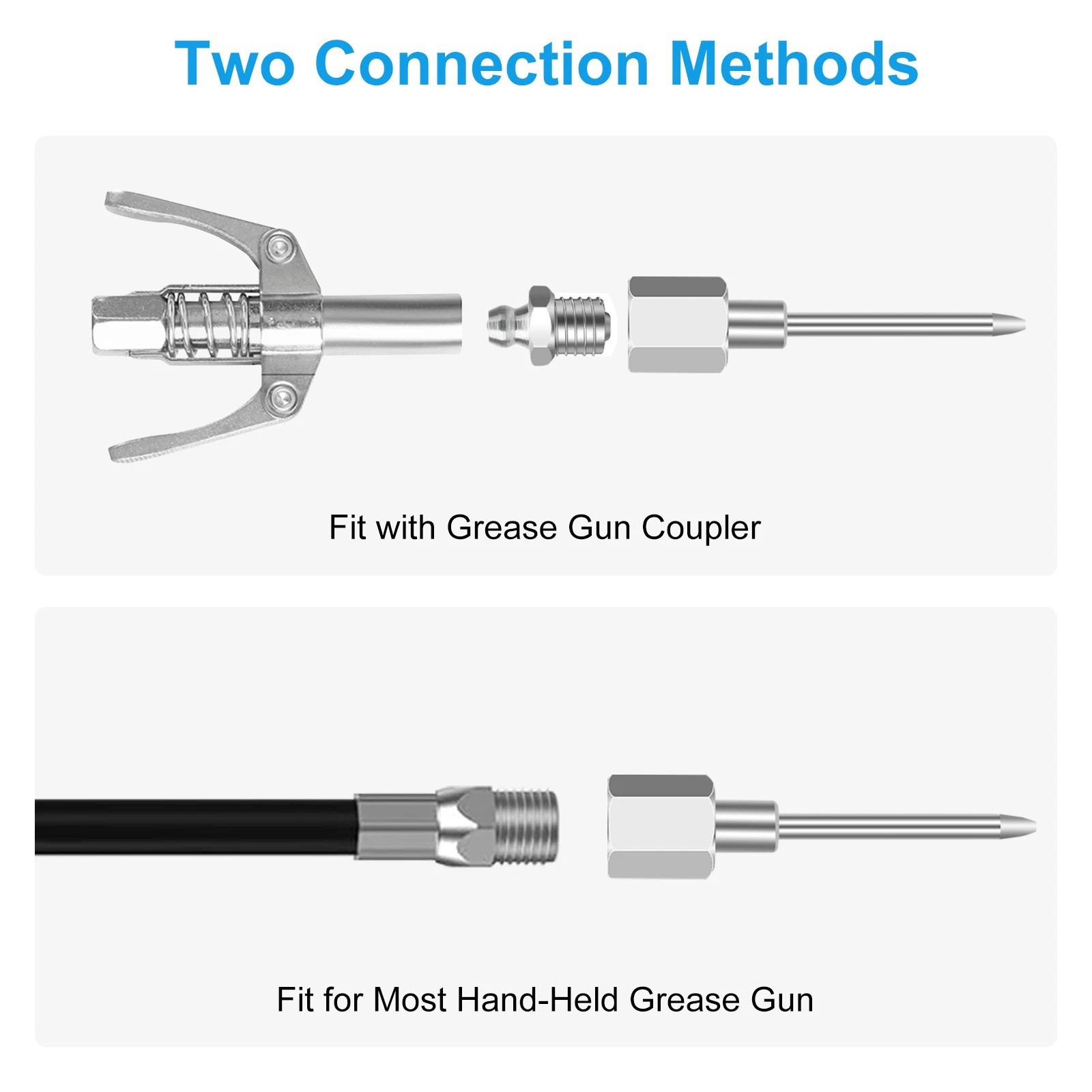 7pcs Grease Needle Tip Kit with Dispenser Rubber Nozzle for Tight Space Access