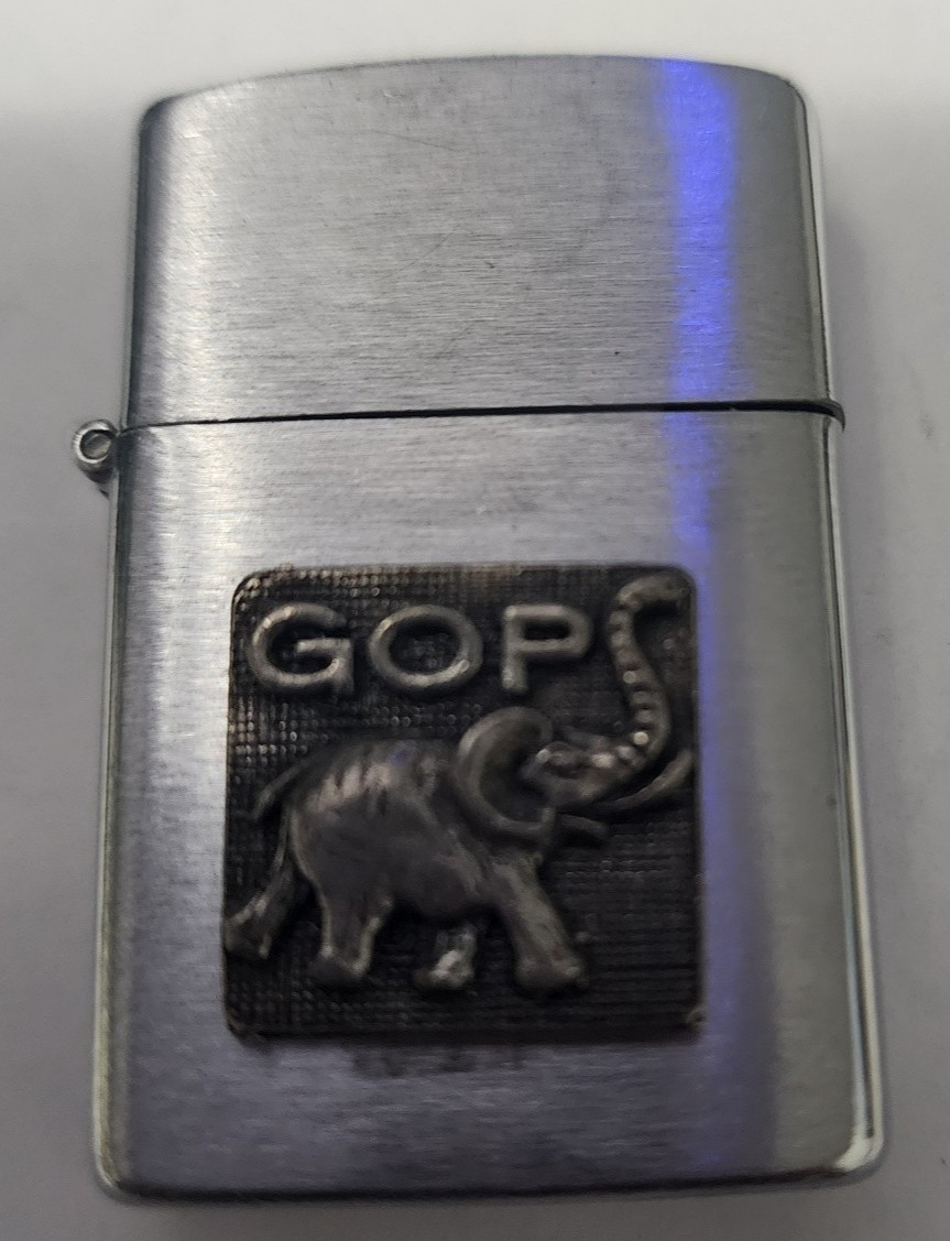 Vintage GOP Republican Silver Toned Lighter with BOX Japan Appears Unused