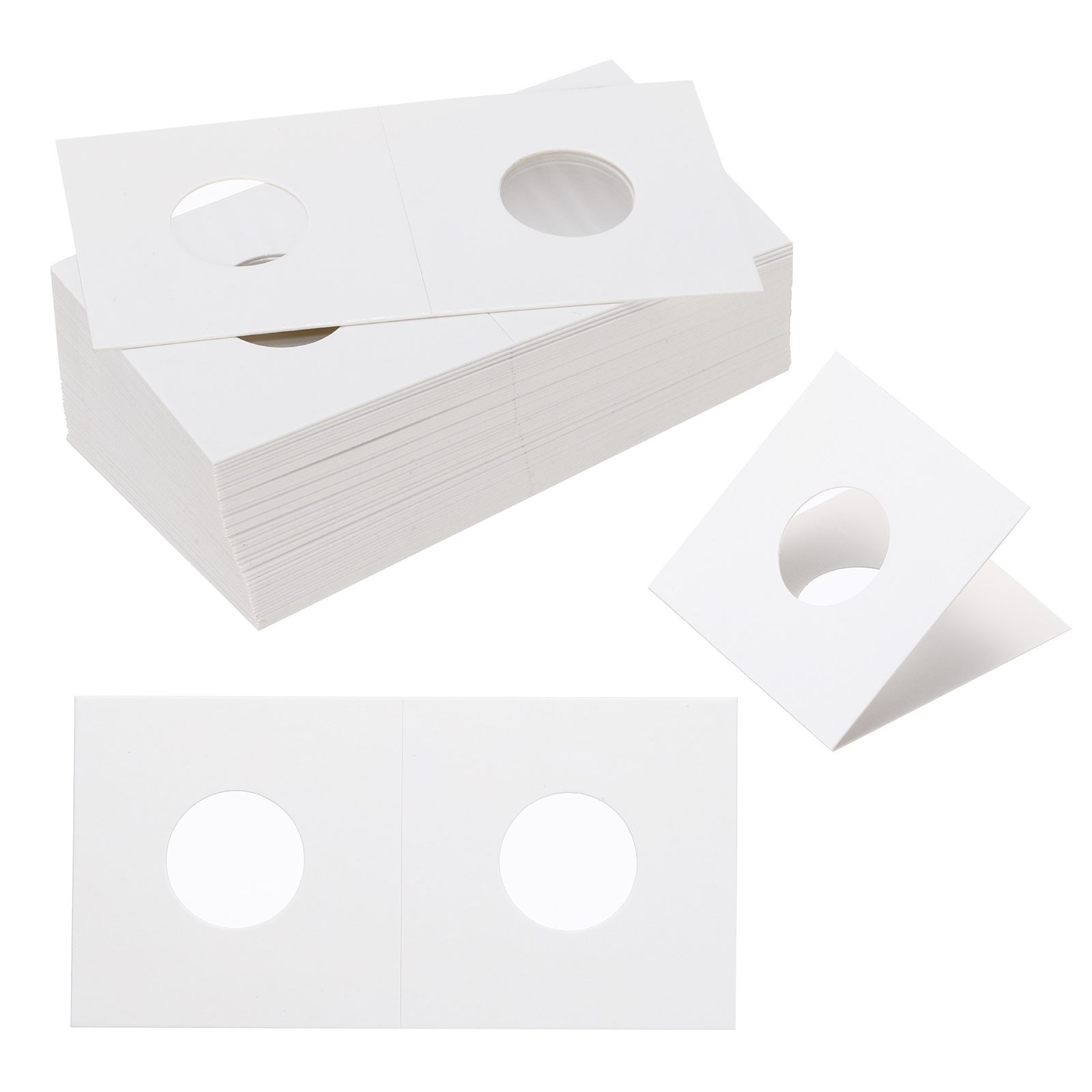 2x2 Coin Flips, 250pcs 20.5mm Cardboard Coin Holder Paper Coin Holders, White