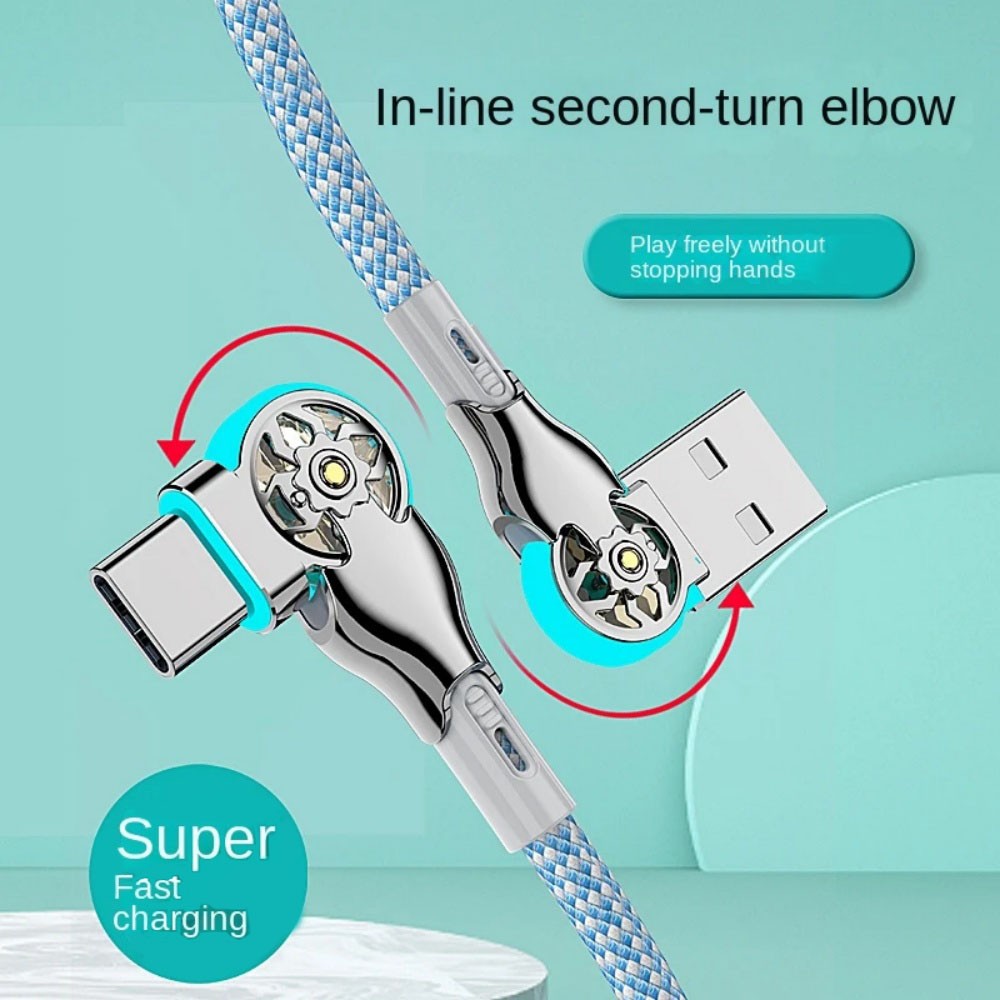 Flexible Rotating Fast Charging Cord Type‑C Universal Android Charging Cable